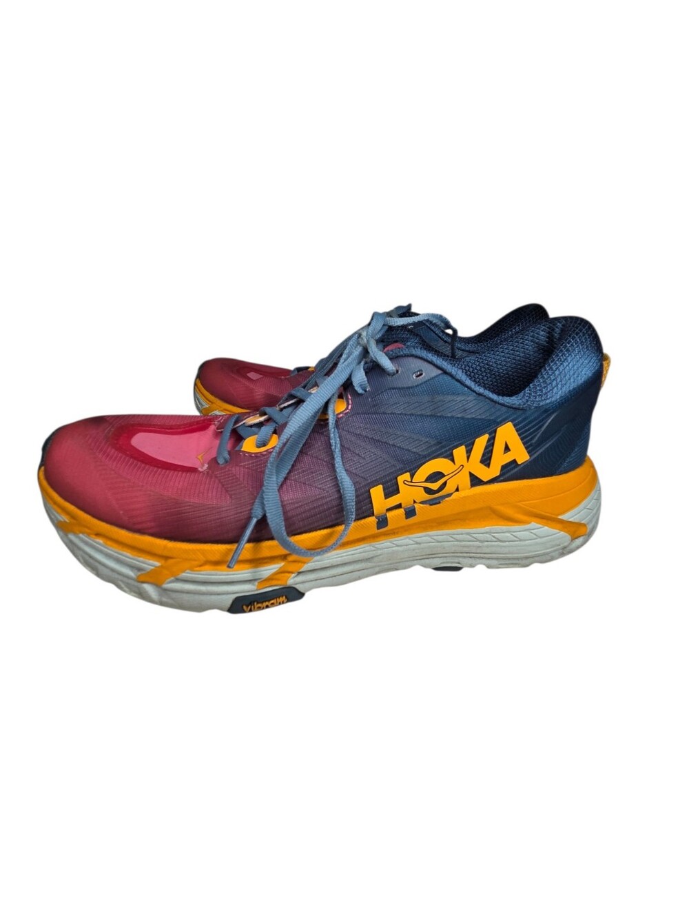 Hoka One Mafate Speed 3 Trail Shoes Blue Pink Yellow Women 7.5 B Comfort Walking